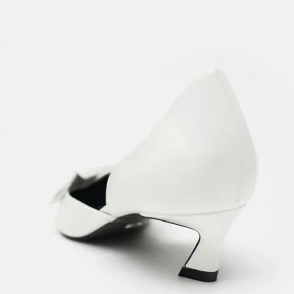 ZARA HEELED PUMP WITH BOW WHITE - Picture 3 of 7